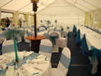 White Chair Covers and Teal Sashes